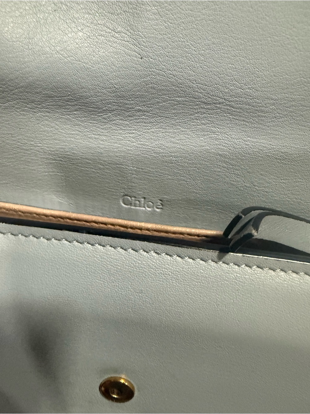 Chloé Georgia Powder Blue Leather Continental Wallet Clutch Gold Hardware - Picture 9 of 10